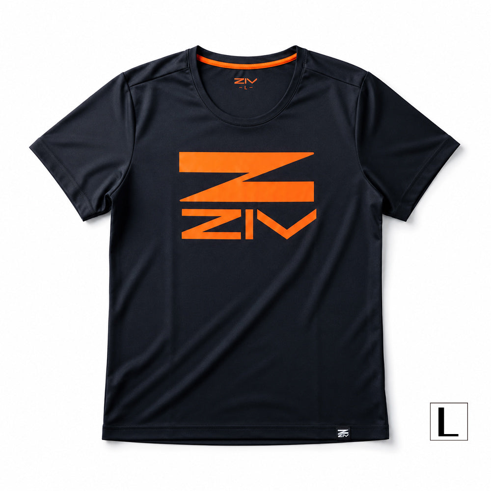 ZIV涼感圓領T-shirt 黑橘 (男款)