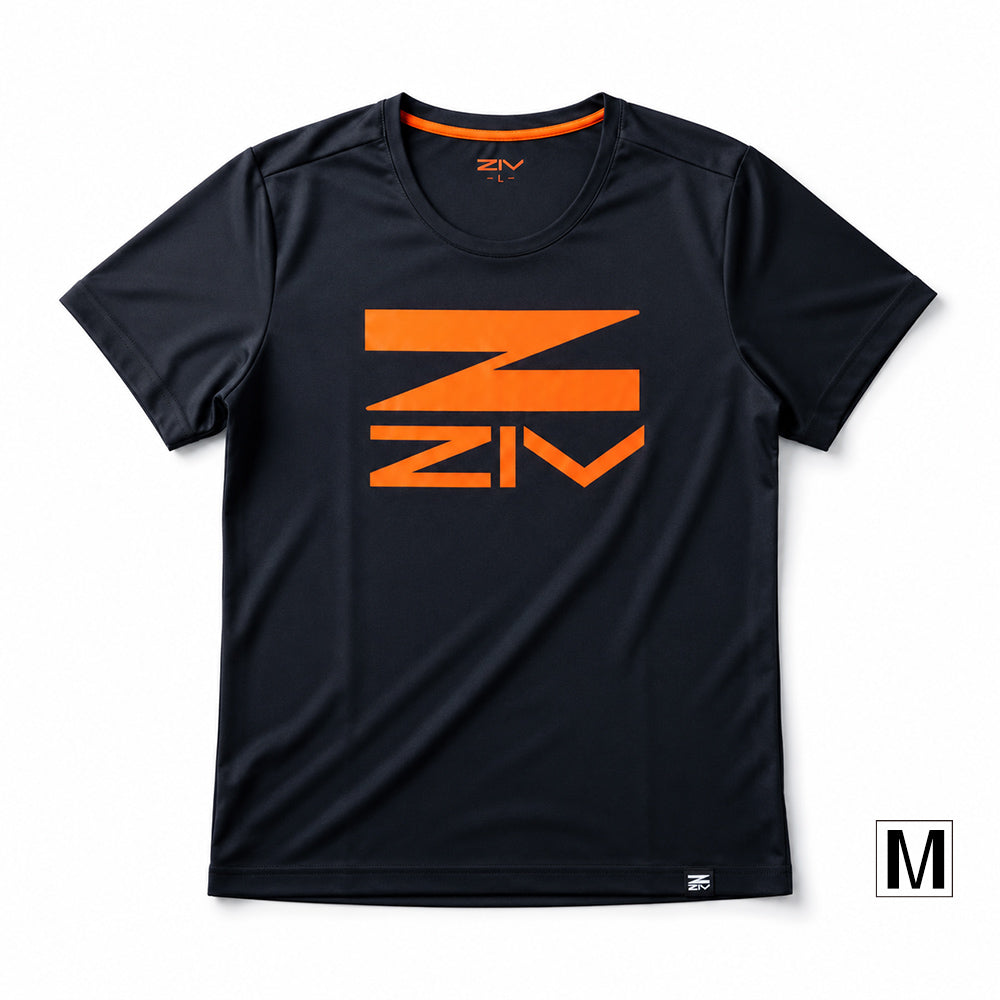 ZIV涼感圓領T-shirt 黑橘 (男款)